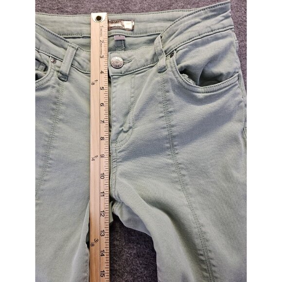 Kut From The Kloth Jeans Size 4 Green Amy Crop Straight Leg Raw Hem - Picture 8 of 9